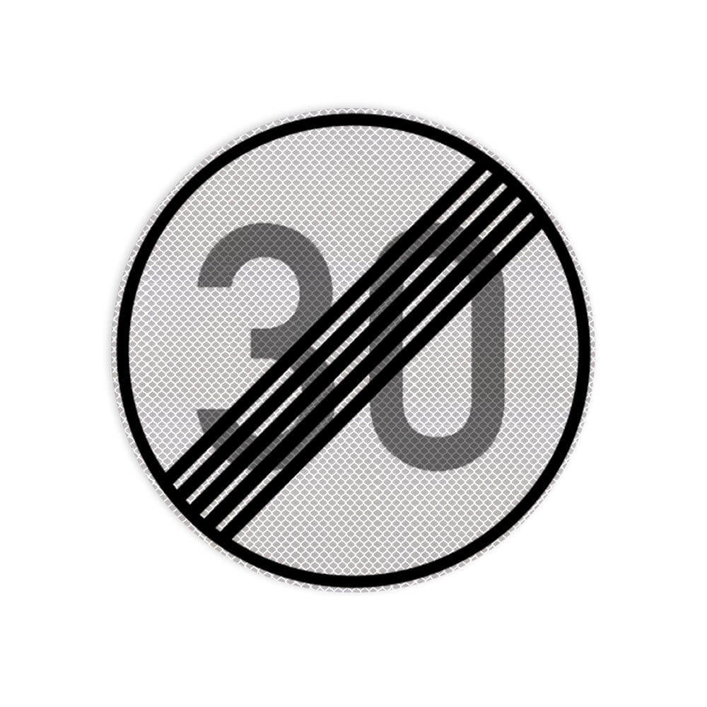 VZ 278-30 Ende der zulässigen Höchstgeschwindigkeit 30 km/h VZ 278-30 Ende der zulässigen Höchstgeschwindigkeit 30 km/h