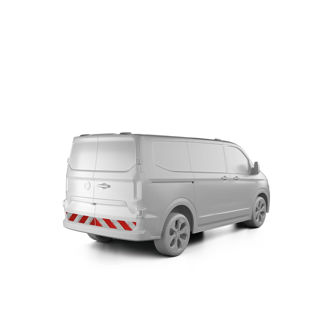 VW New Transporter mit Hecktür, ausgestattet mit Heckwarnmarkierung, Baujahr 2025