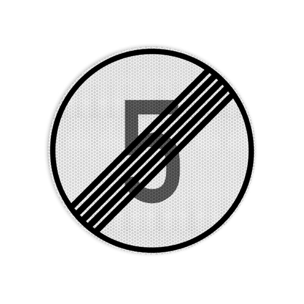 VZ 278-5 Ende der zulässigen Höchstgeschwindigkeit 5 km/h VZ 278-5 Ende der zulässigen Höchstgeschwindigkeit 5 km/h