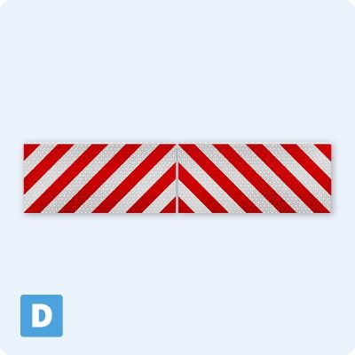 Produkfreisteller Frontschild auf hellblauem Untergrund mit Buchstaben D gekennzeichnet