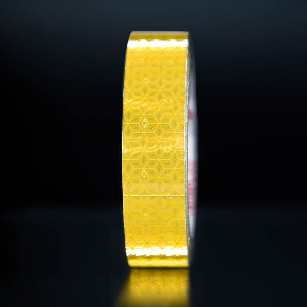 25 mm Rolle Orafol ORALITE Reflexband VC 170 gelb, reflektierend vor dunklem Hintergrund