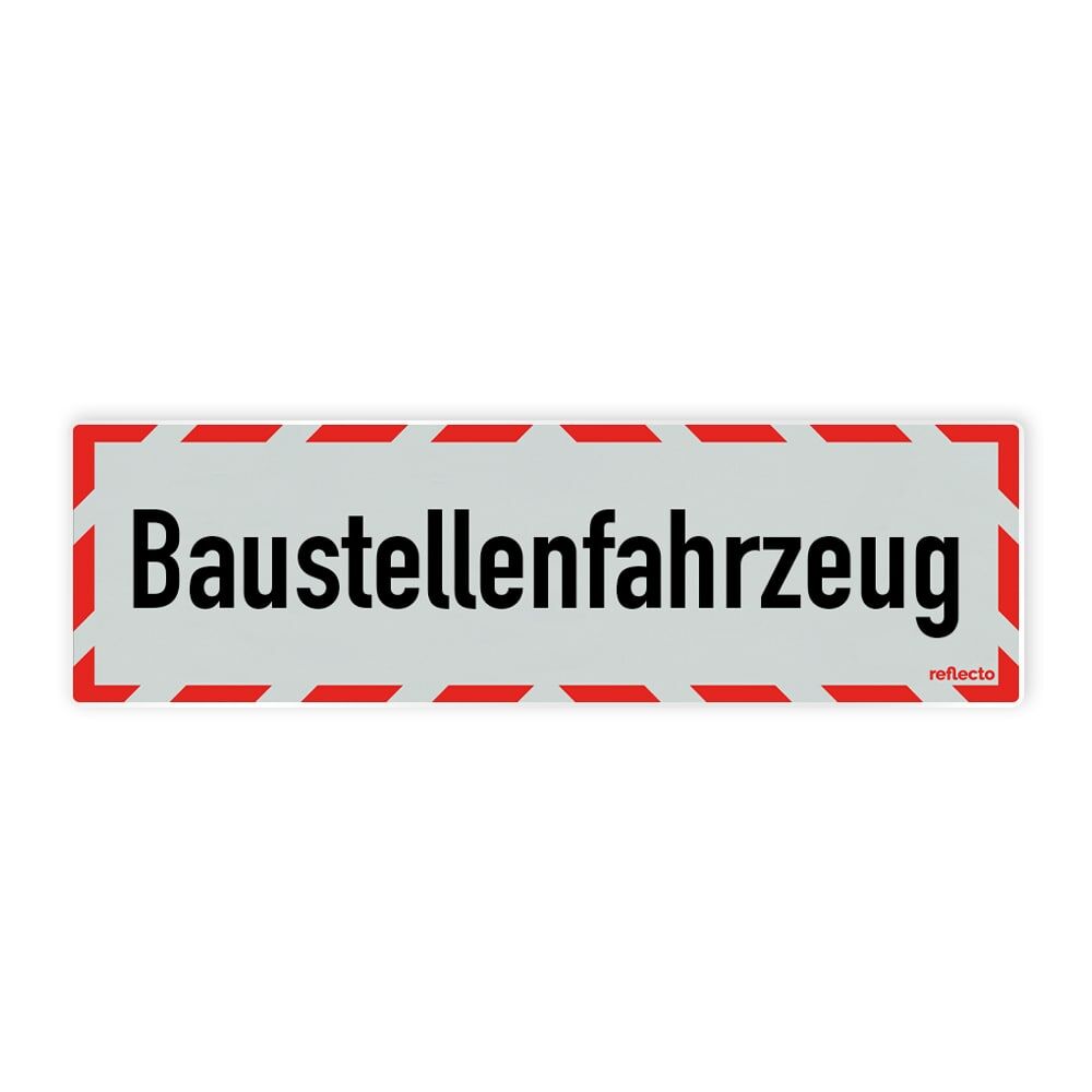 Reflecto Hinweisschild „Baustellenfahrzeug“, mit weiß-rotem Rahmen