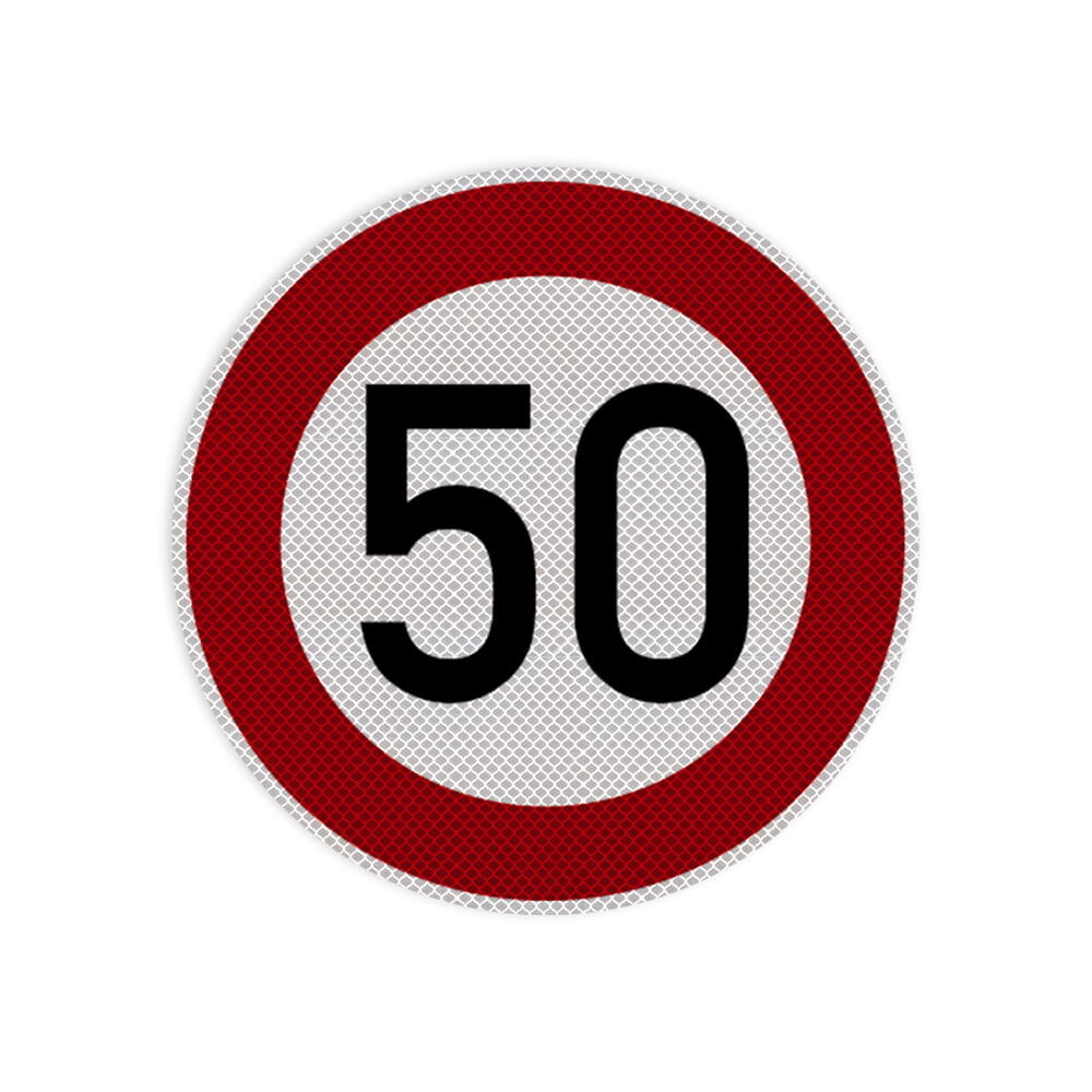 VZ 274-50 Zulässige Höchstgeschwindigkeit 50 km/h RA 3 Ø 750 mm 3 mm Dibond