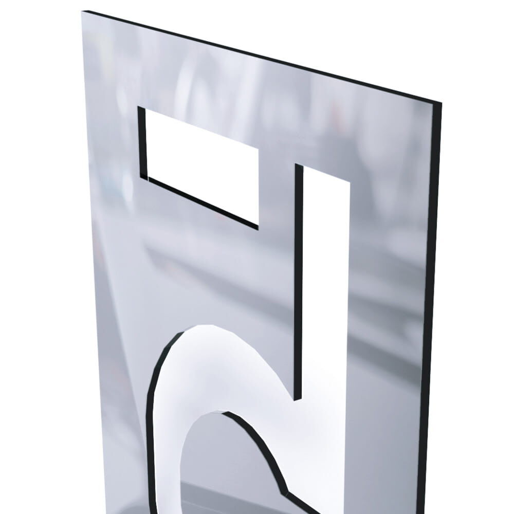 Rückansicht von Schablone mit Ziffer „5“