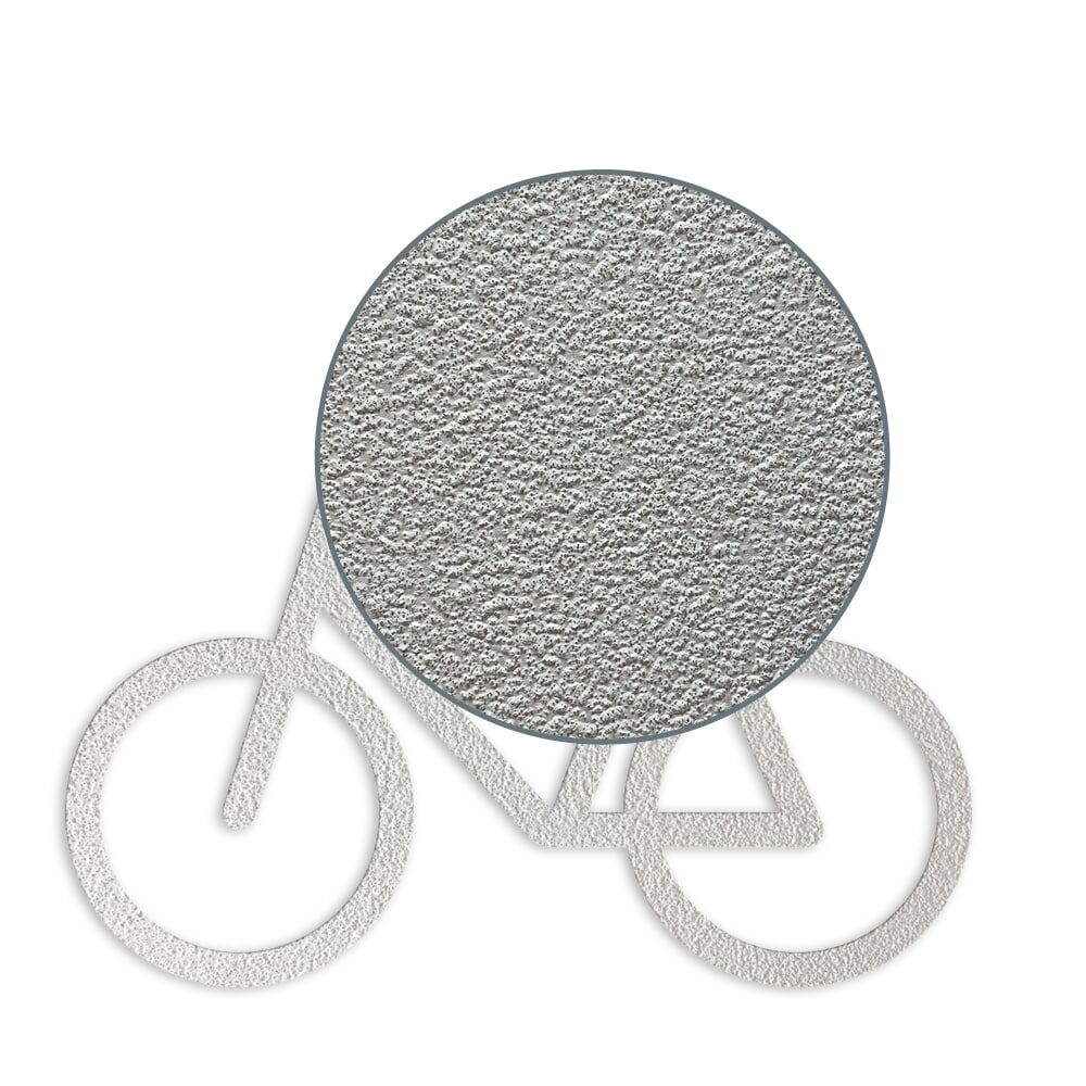 Fahrrad-Symbol mit Detailansicht der rutschhemmenden 3M Stamark-Oberfläche