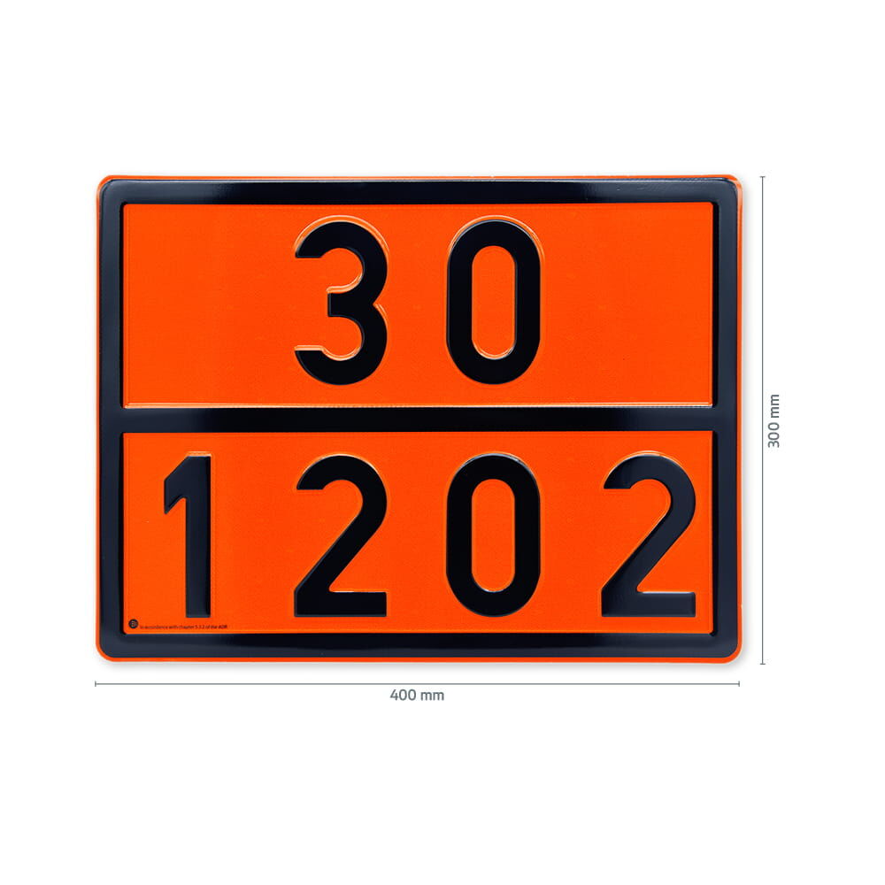 ADR Tafel 30 / 1202 mit Maßangaben 400 × 300 mm auf weißem Hintergrund