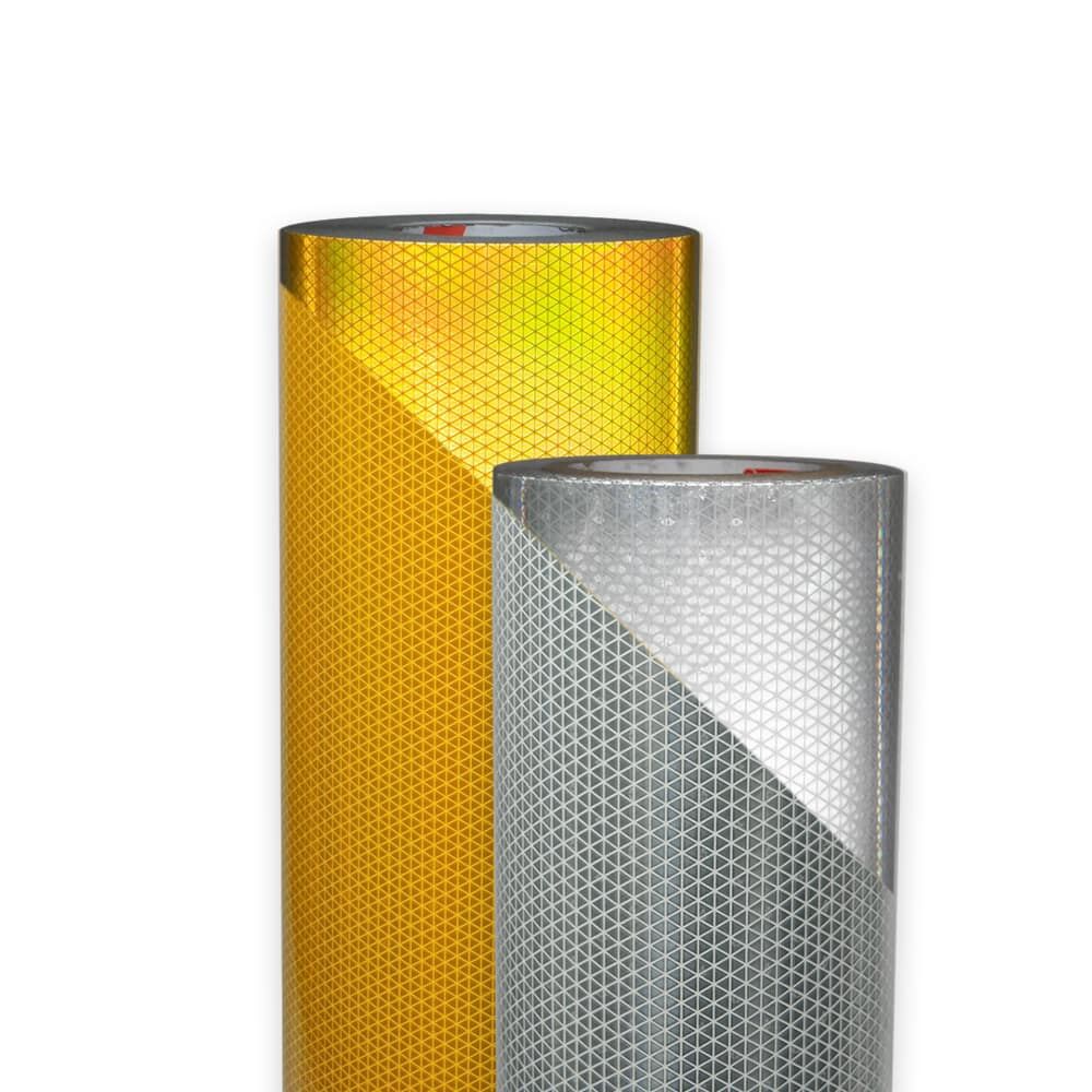 Zwei Rollen Orafol ORALITE 5937M Bannerfolie, gelb und weiß, 1235 mm breit
