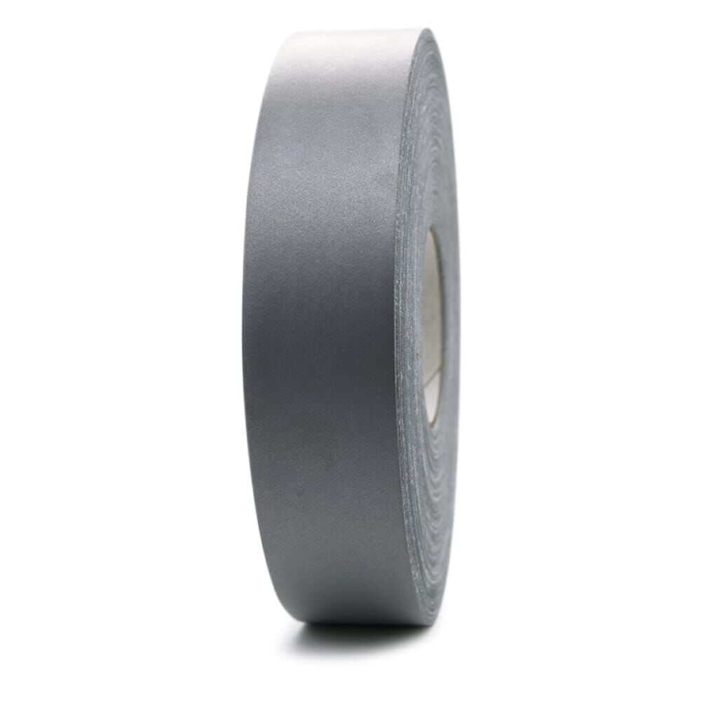 Frontale Ansicht der 100 m 3M Scotchlite 9910 Reflexgewebe-Rolle, silber. Rollenbreite 50,8 mm