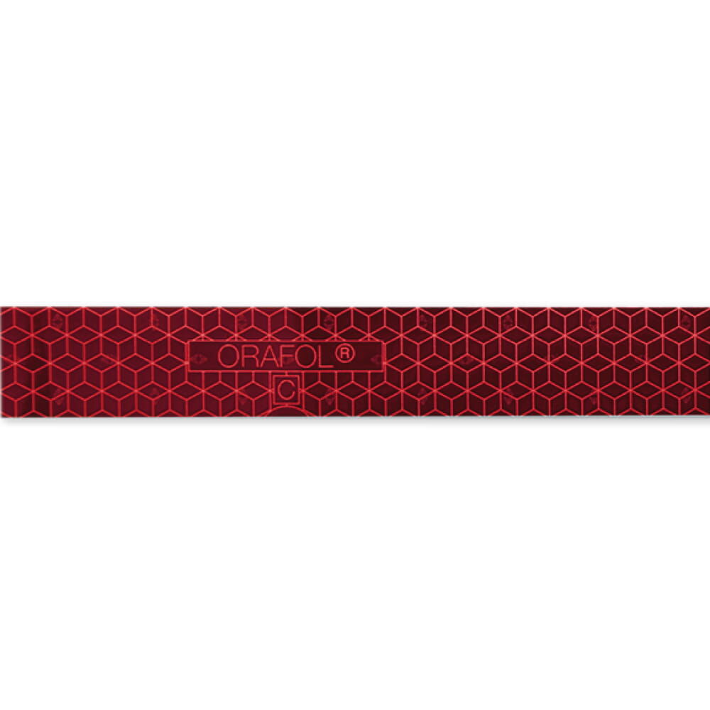 Detail: Rotes VC104+ RG Wabenmuster mit ORAFOL-Logo