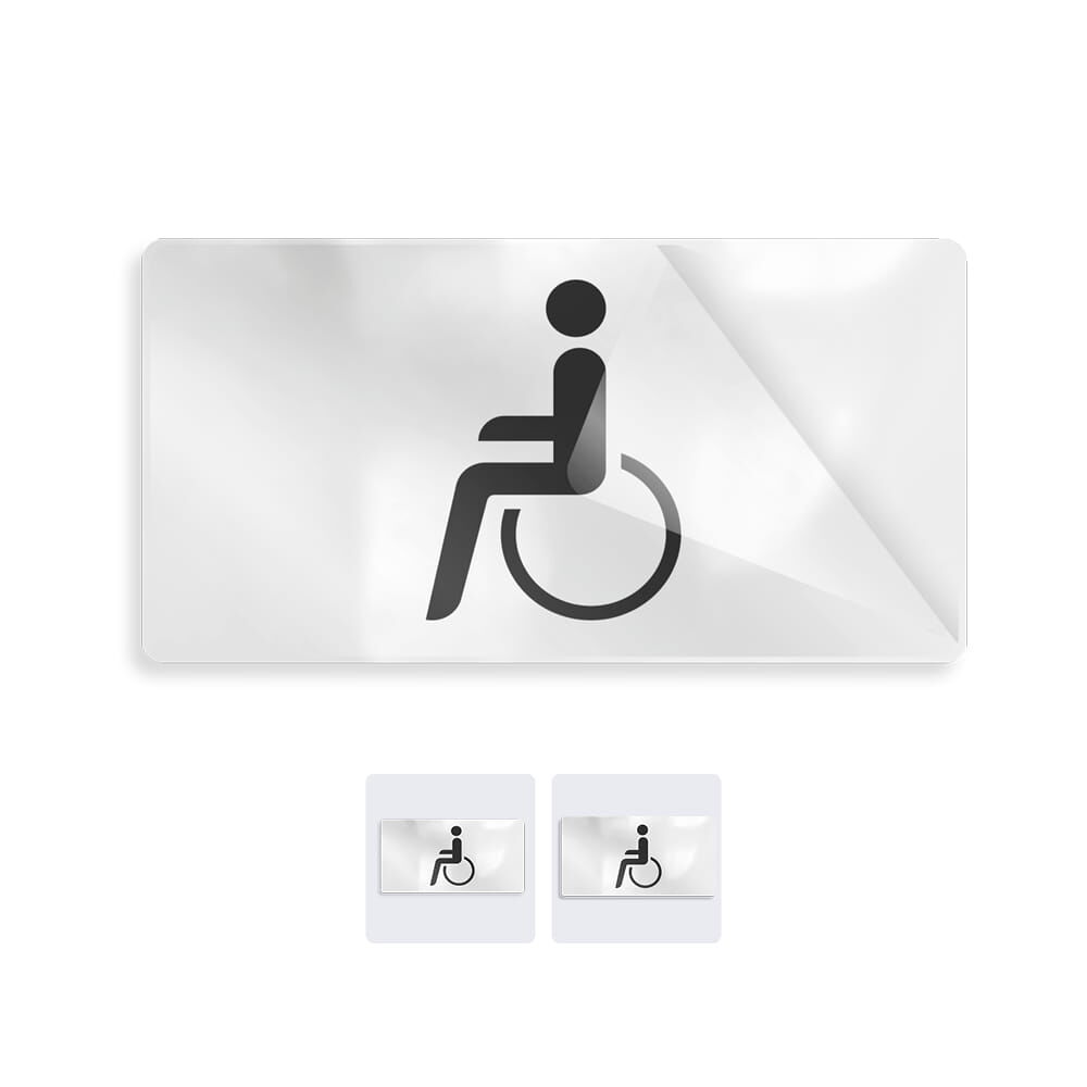 Bedrucktes Overlay mit Rollstuhl-Piktogramm für temporäre Zusatzschilder, erhältlich in 2 Größen