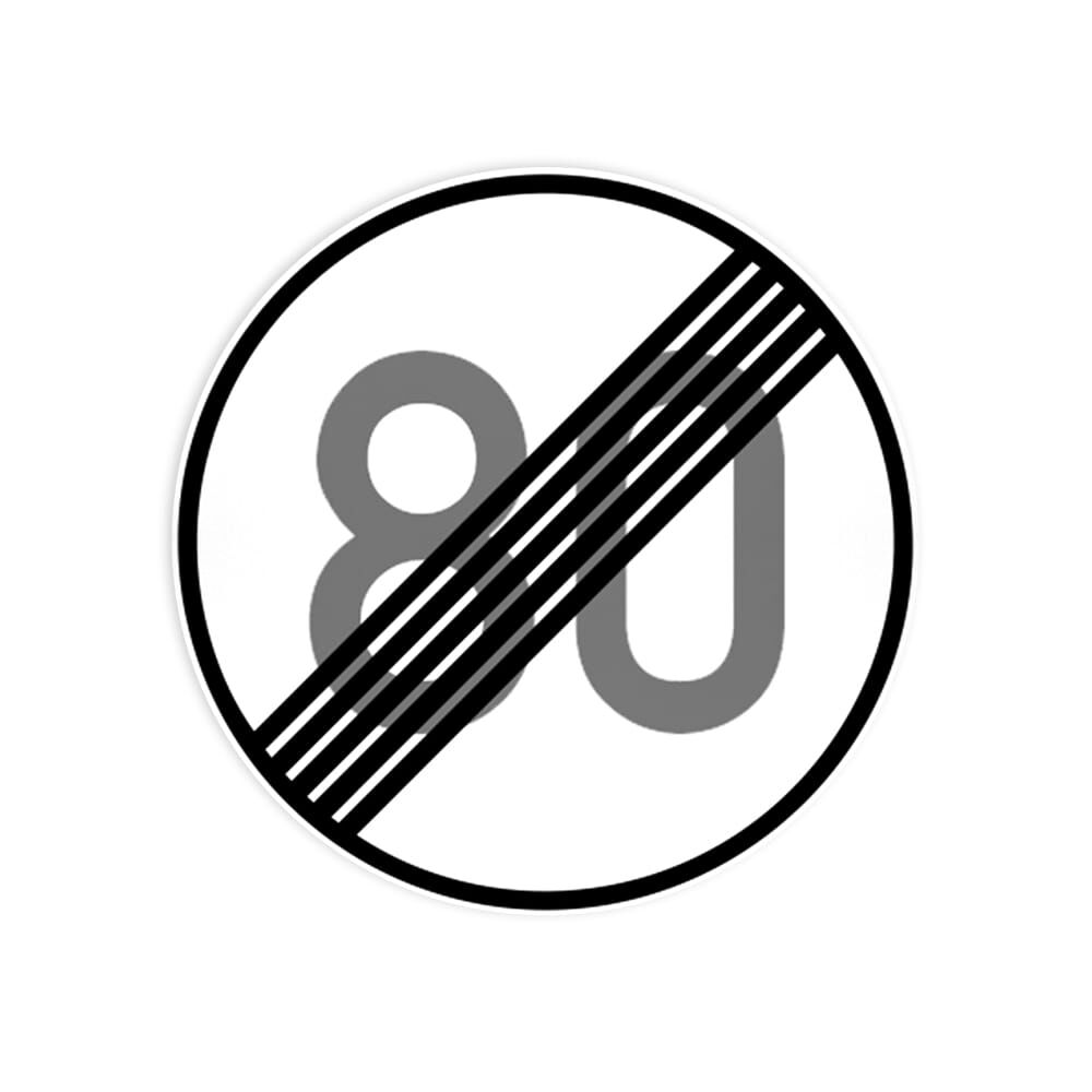 VZ 278-80 Ende der zulässigen Höchstgeschwindigkeit 80 km/h VZ 278-80 Ende der zulässigen Höchstgeschwindigkeit 80 km/h