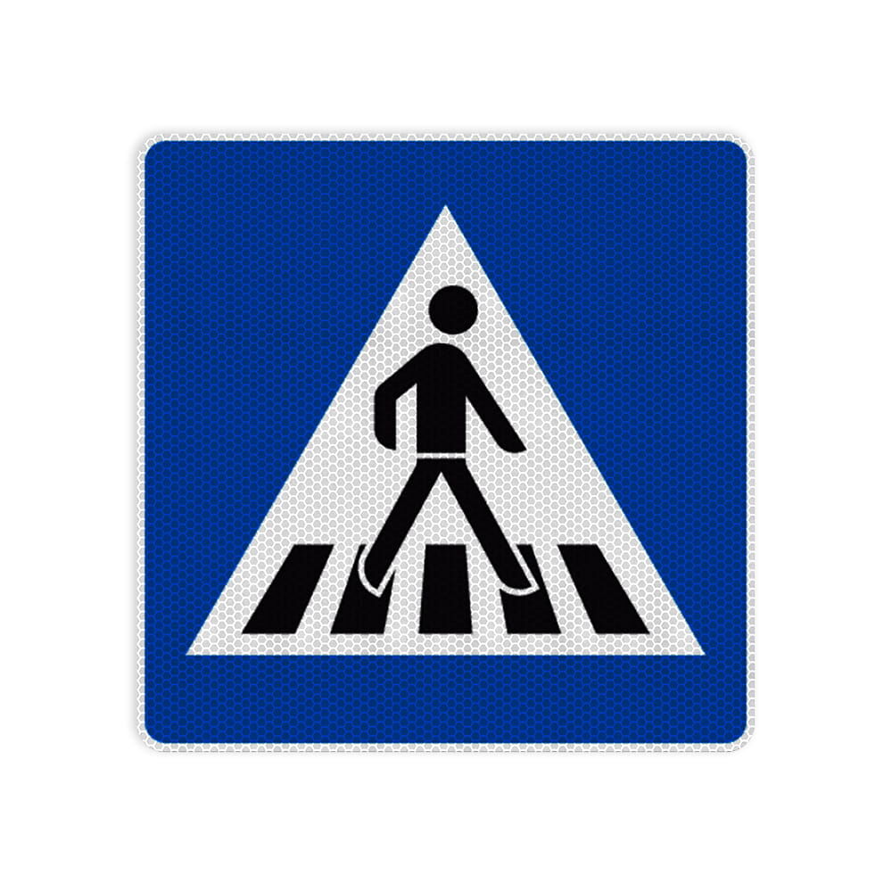 VZ 350-20 Fußgängerüberweg Aufstellung links RA 2 750 x 750 mm 3 mm Dibond