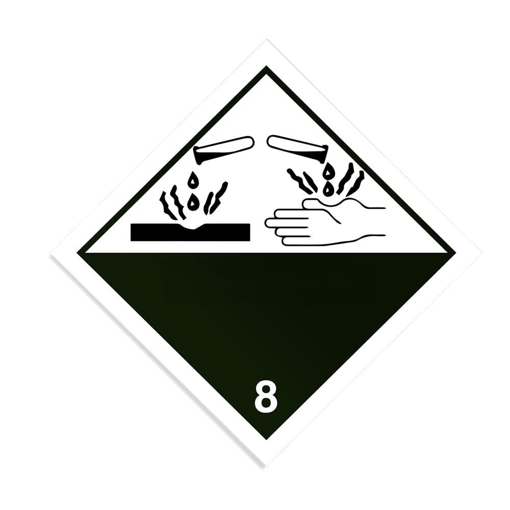 ADR Gefahrzettel Klasse 8 Ätzende Stoffe 300 x 300 mm auf Aluminium