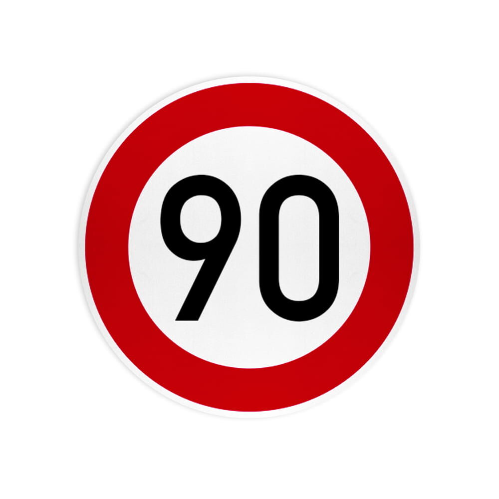 VZ 274-90 Zulässige Höchstgeschwindigkeit 90 km/h VZ 274-90 Zulässige Höchstgeschwindigkeit 90 km/h