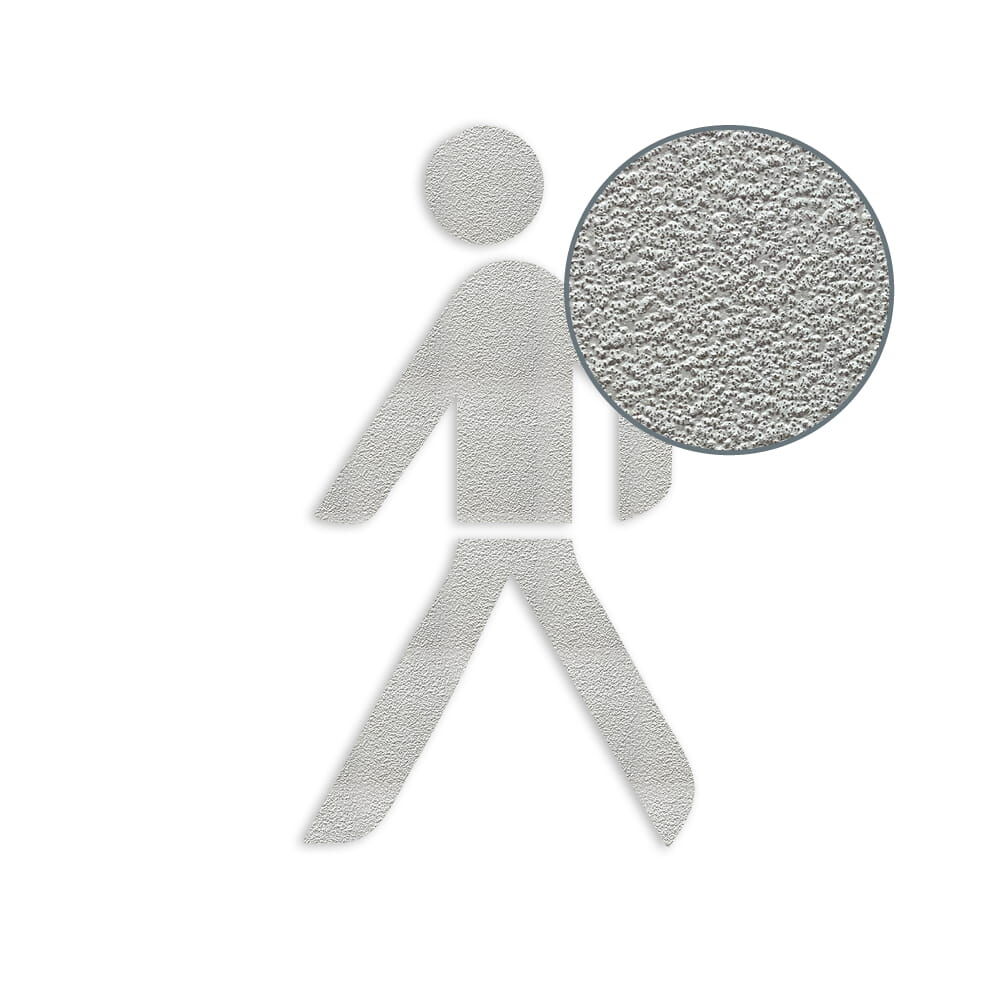 3M Stamark Fußgänger-Symbol, weiß, mit Detailansicht der rutschhemmenden Oberfläche