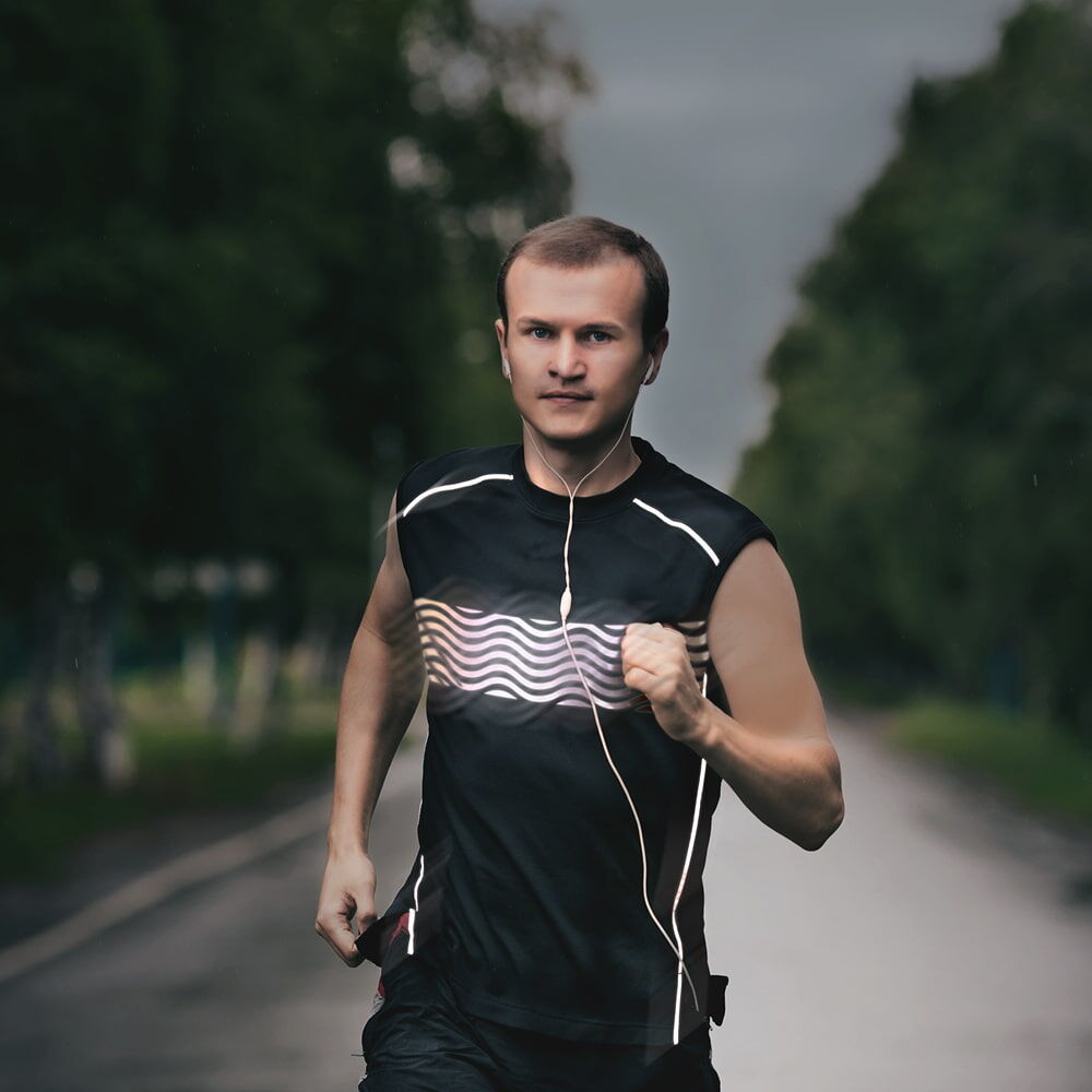 Läufer mit appliziertem Reflexgewebe 3011 schwarz – leuchtende Sicherheitsstreifen