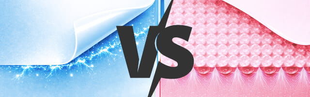 Vergleich von Adhäsionsfolie und Mikrosaugnapf-Folie mit glatter und strukturierter Oberfläche