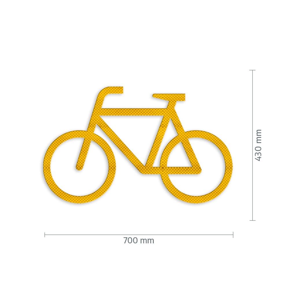 Kompaktes Fahrrad-Symbol (700 × 430 mm) aus 3M Stamark A721 mit strukturierter Oberfläche