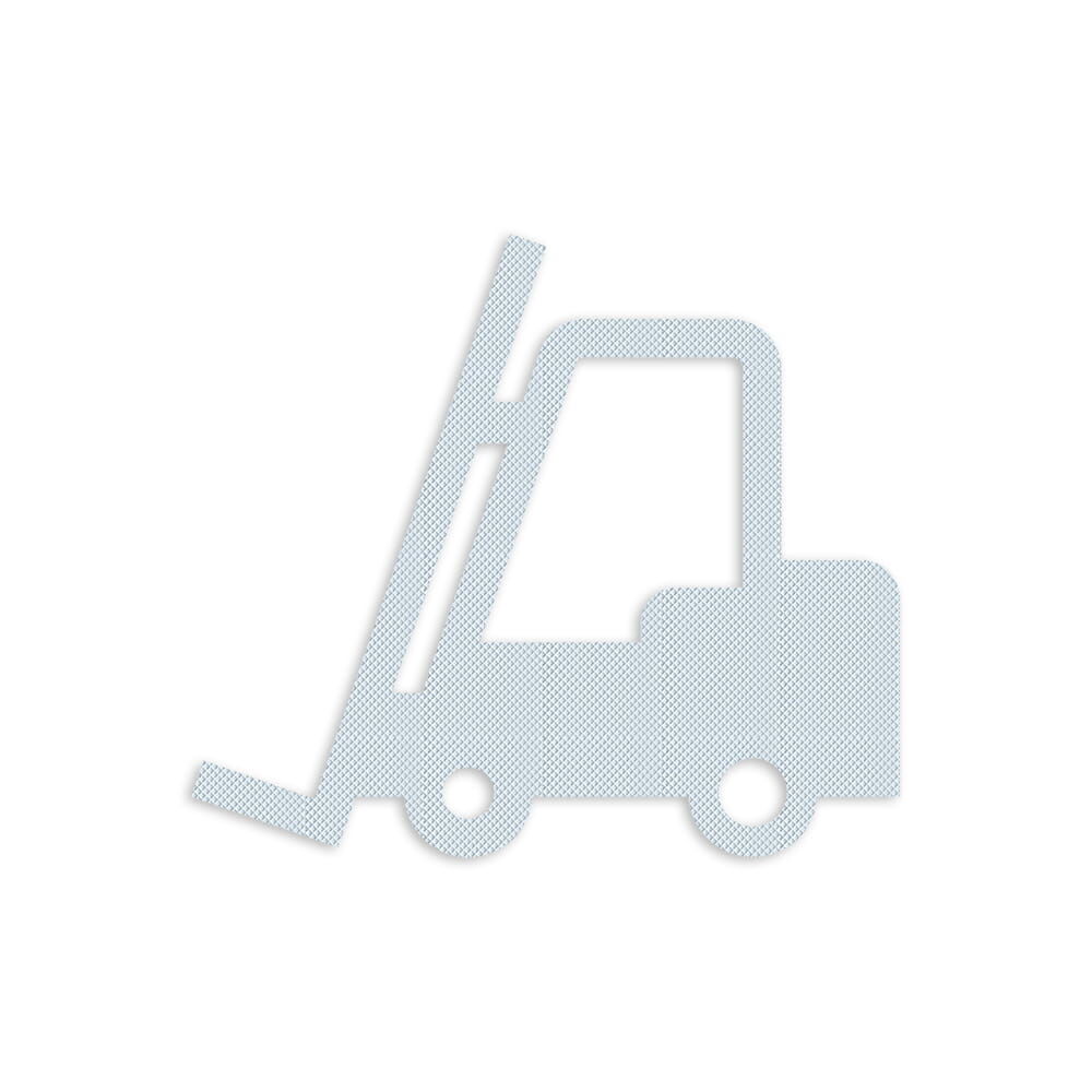 Selbstklebendes Fahrbahn-Piktogramm "Stapler" in weiß, Verkehrsklasse P7