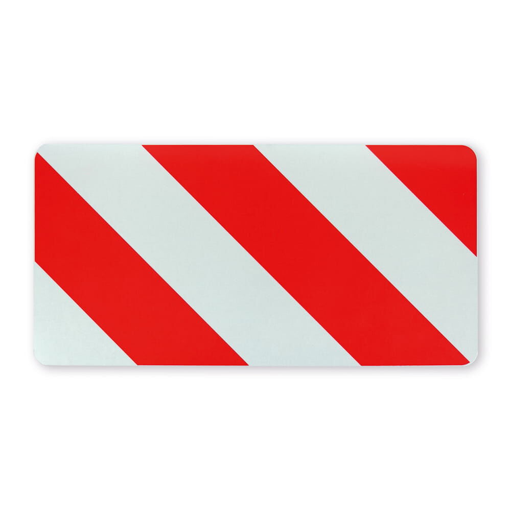 Warntafel rot/weiß rechtsweisend, rechteckig mit abgerundeten Ecken