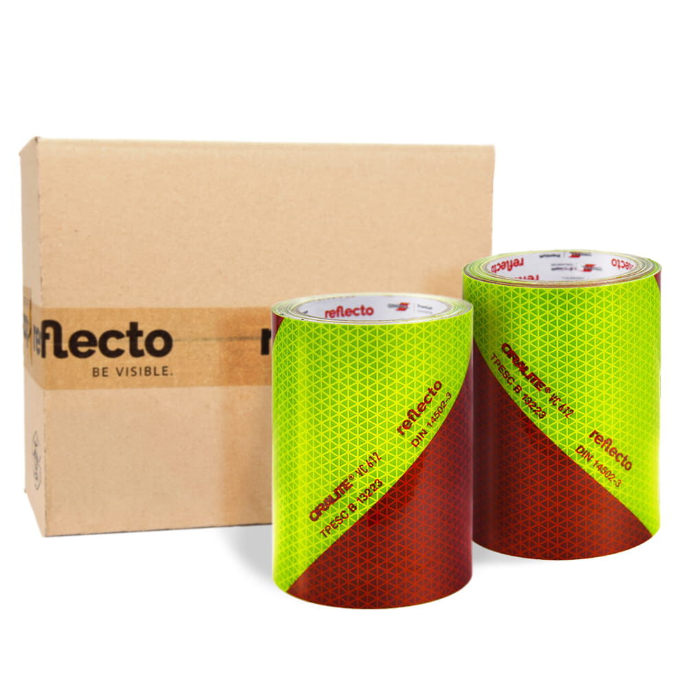 reflecto VC612 Warnmarkierung fluor-lime/rot, zwei 141er Rollen (rw/lw) 5m vor Karton