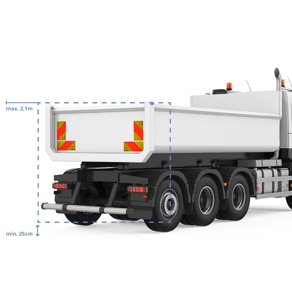 Anbringungshinweis: Heckwarntafel-Set ECE 70.01 für Zugmaschinen, 4 Viertelmarkierungen auf Alu