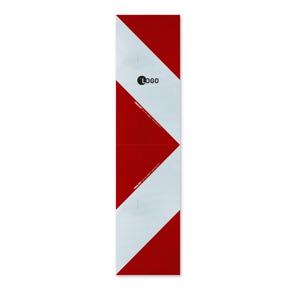 Orafol-5931 Logo-Bakenfolie Pfeilversion, rot-weiß, Tageslicht