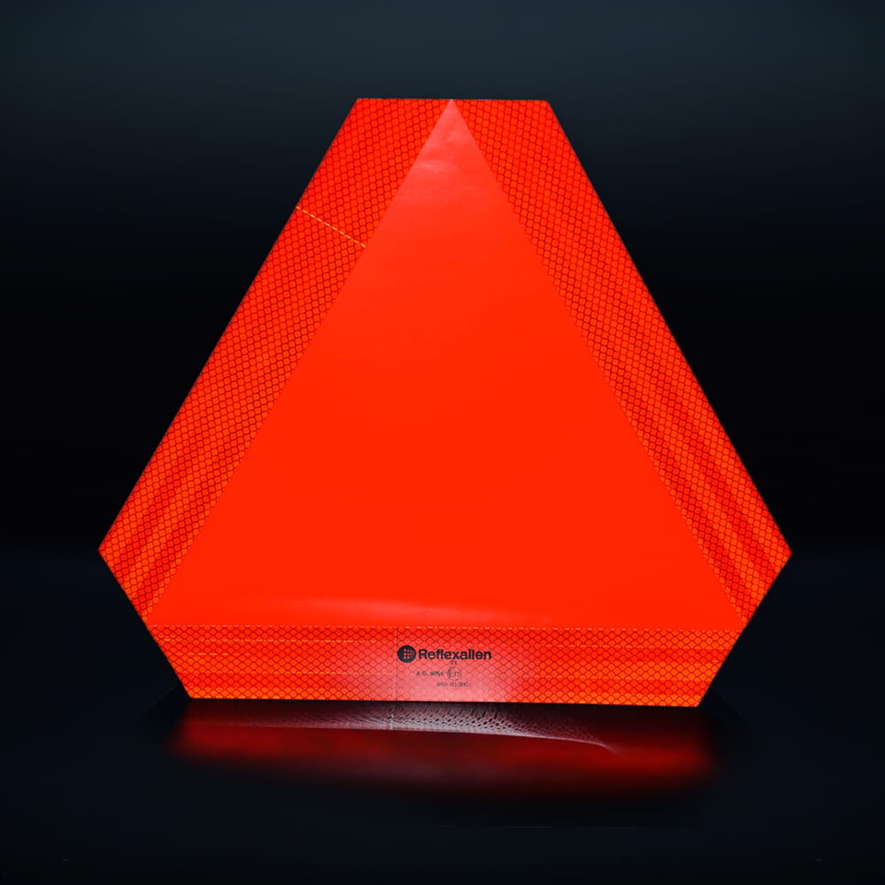 Warntafel ECE 69 mit Maßangabe: 365 × 365 mm