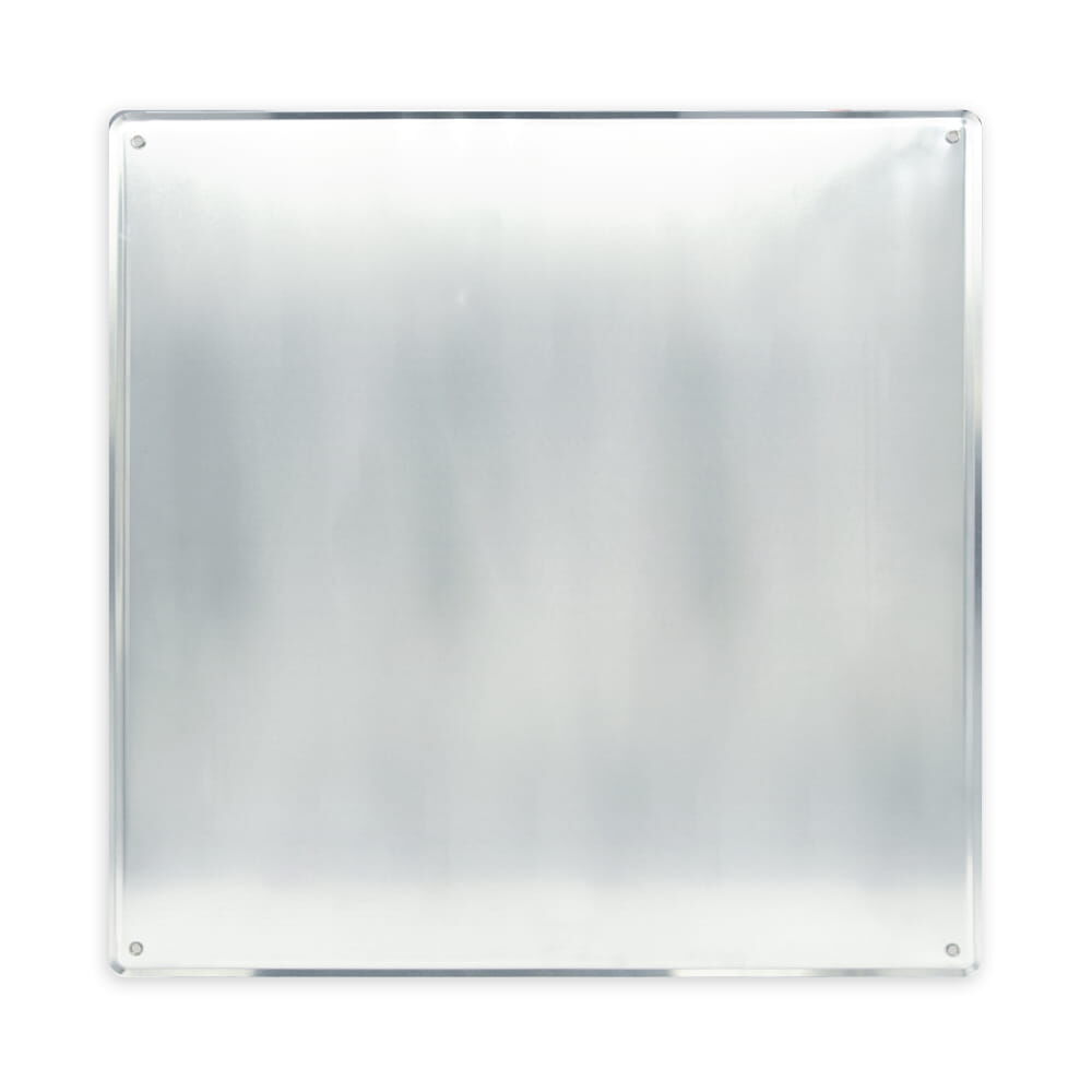 Rückseite der Warntafel: blanke Trägerplatte mit Befestigungsbohrungen