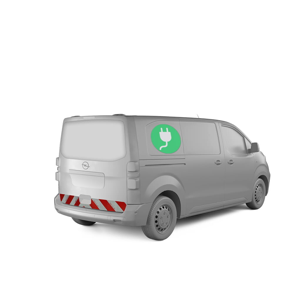 Opel Vivaro Electric mit Heckmarkierung in Heckklappenvariante, Baujahr 2024