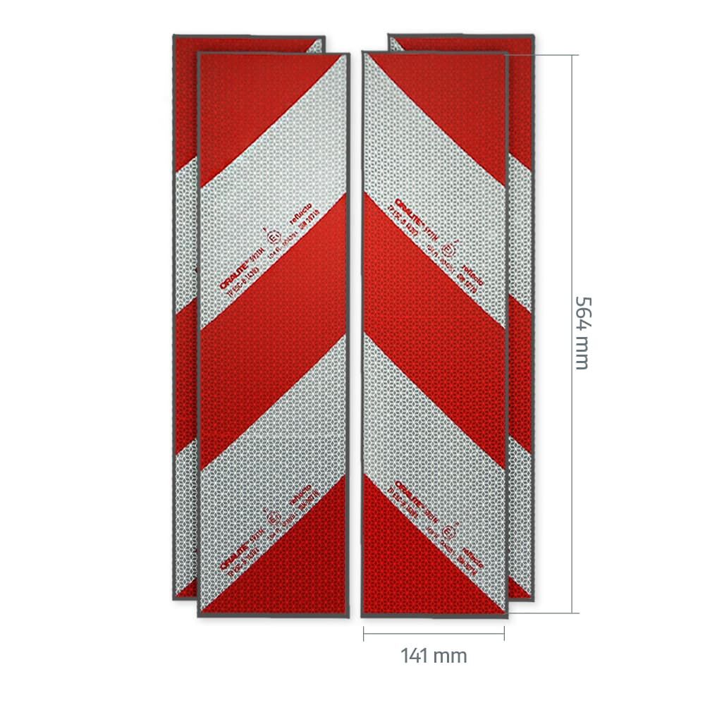 Reflecto 5921M Warnmarkierung 564 × 141 mm, Set aus vier Zuschnitten mit Maßangaben