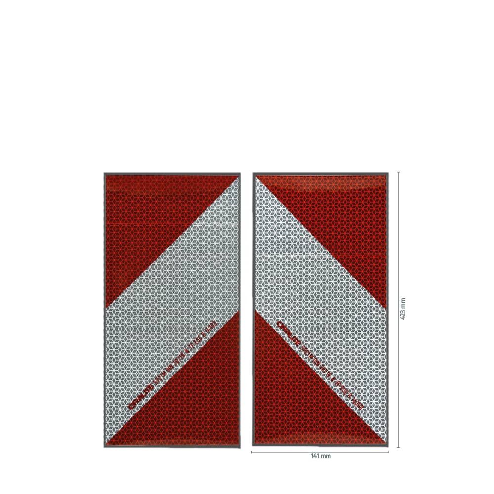 Orafol 5921M Warnmarkierung 282 × 141 mm, Set aus zwei Zuschnitten mit Maßangaben
