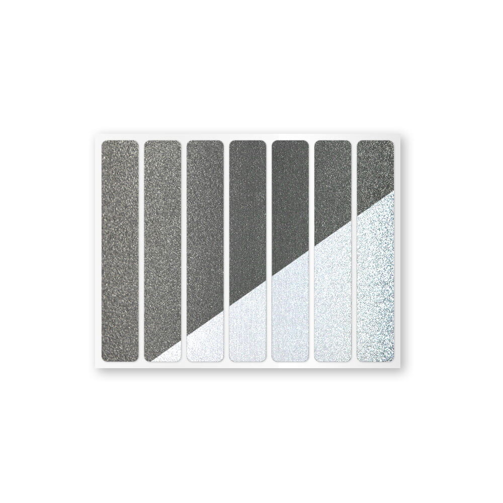 Bogen mit 7 rechteckigen Reflexsticker-Streifen Metallic Schwarz, selbstklebend