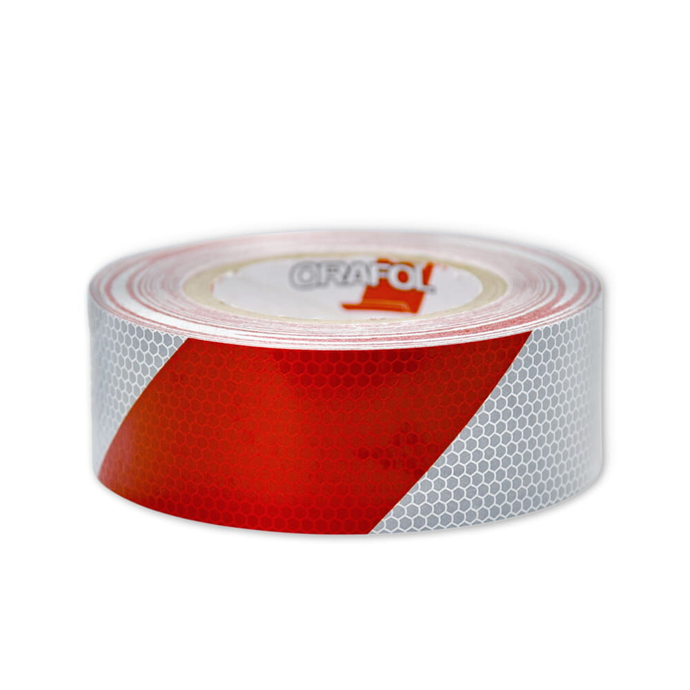 ORALITE 5831 Warnmarkierungsrolle 50 mm rot-weiß rechtsweisend