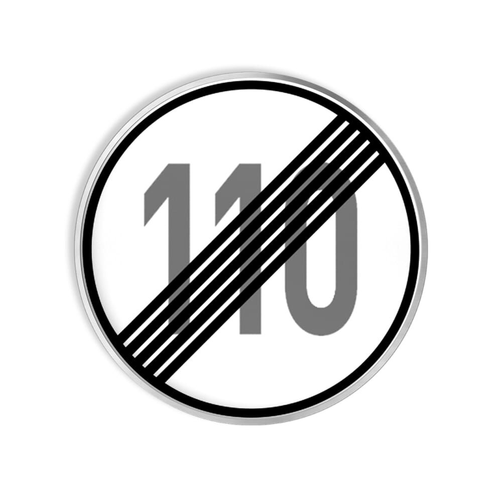 VZ 278-110 Ende der zulässigen Höchstgeschwindigkeit 110 km/ VZ 278-110 Ende der zulässigen Höchstgeschwindigkeit 110 km/