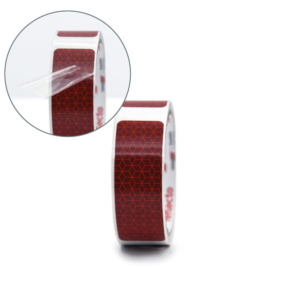 VC170-Gaps in Rot mit Detailluper von halb abgezogenen Applikationstape