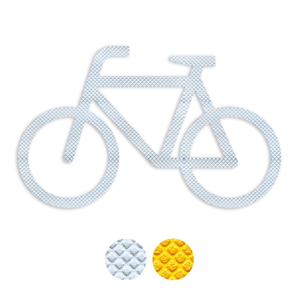 Fahrrad-Piktogramm aus 3M Stamark A380/A721 mit strukturierter Oberfläche, Gelb oder Weiß