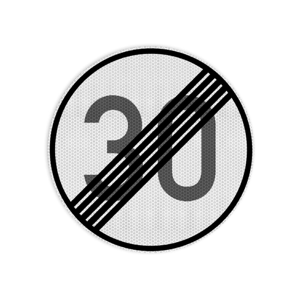 VZ 278-30 Ende der zulässigen Höchstgeschwindigkeit 30 km/h VZ 278-30 Ende der zulässigen Höchstgeschwindigkeit 30 km/h