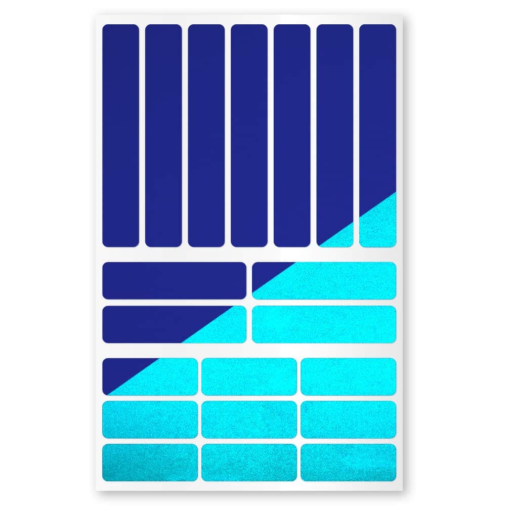 Reflexsticker Light Streifenmix in Blau auf Stickerbogen