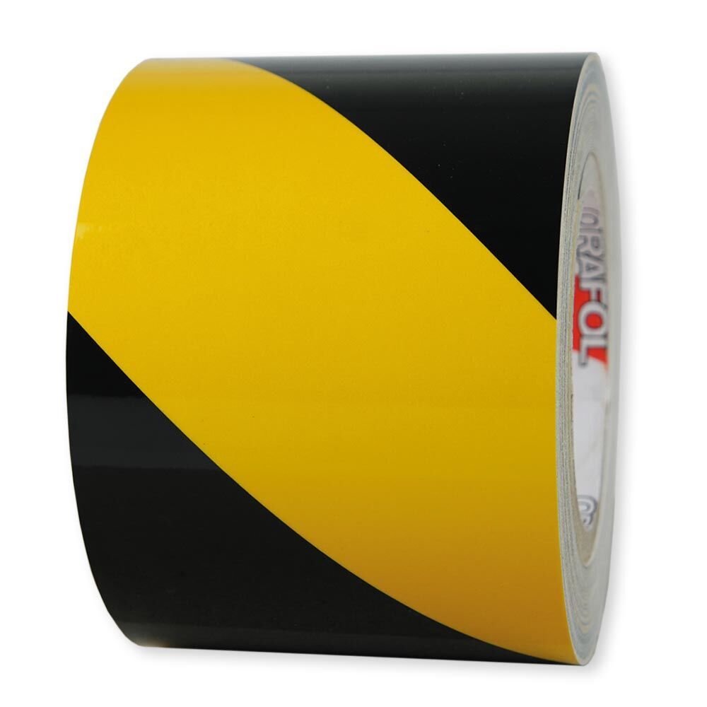 Einzelne Rolle Orafol ORALITE 5431 Industrie-Warnfolie schwarz-gelb, 100 mm, rechtsweisend
