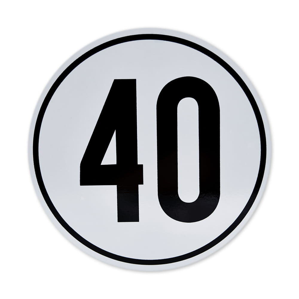 Geschwindigkeitsschild 40 km/h für Deutschland, Frontalansicht
