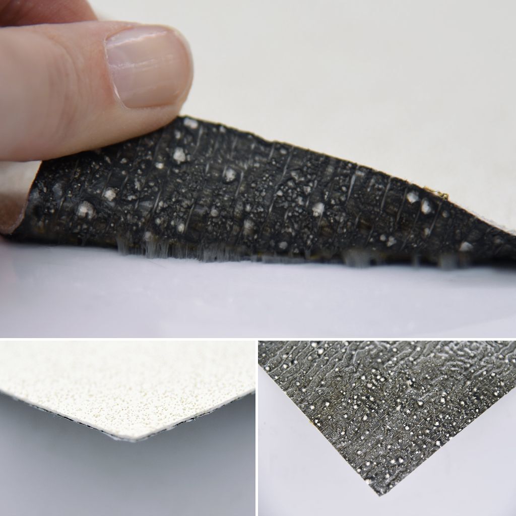 3M Stamark A650 mit strukturierter Oberfläche und Klebeschicht, Detailaufnahmen