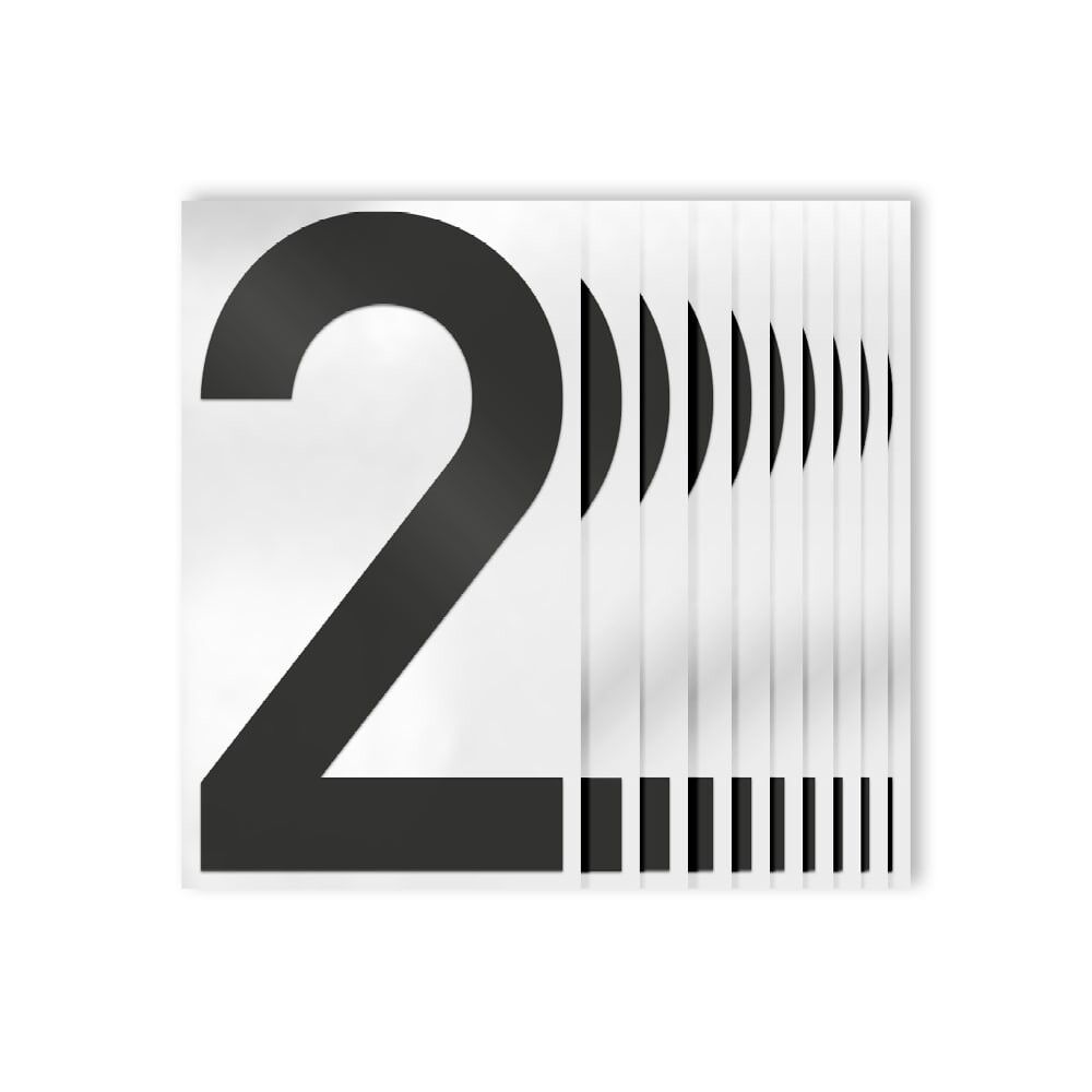 10er-Pack Overlay Ziffer 2, schwarz, Folienaufkleber für Zusatzzeichen Größe 1