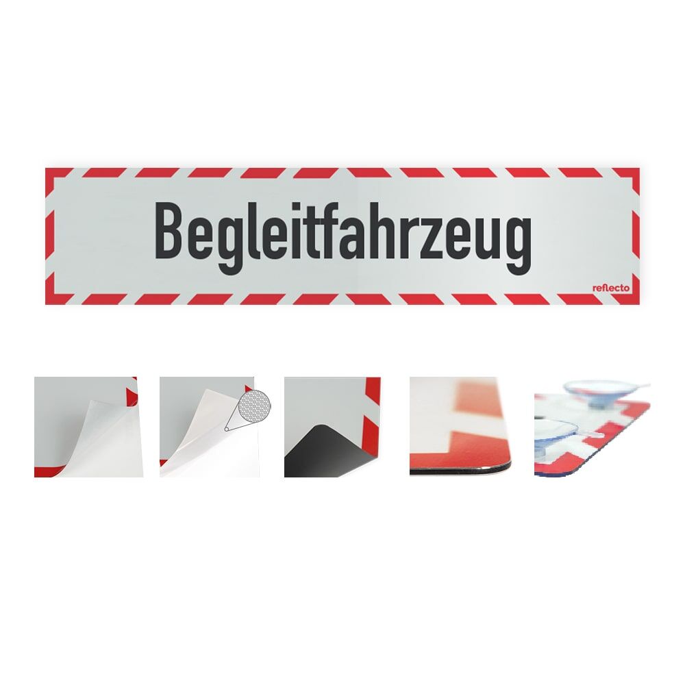 Hinweisschild Begleitfahrzeug