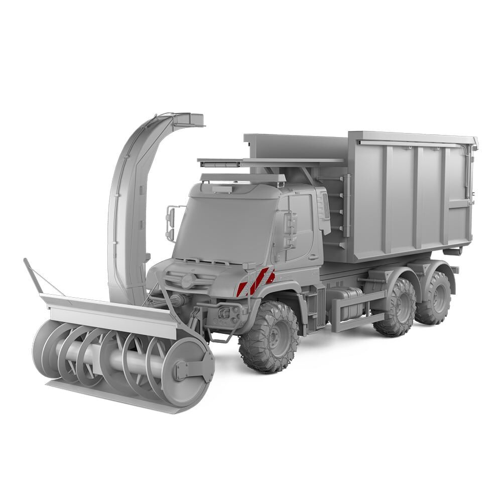 Mercedes Unimog U530 ohne Blinker, ausgestattet mit Seitenwarnmarkierung, Baujahr 2013
