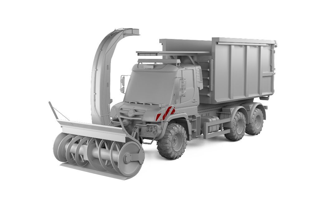 Mercedes Unimog U530 ohne Blinker, ausgestattet mit Seitenwarnmarkierung, Baujahr 2013