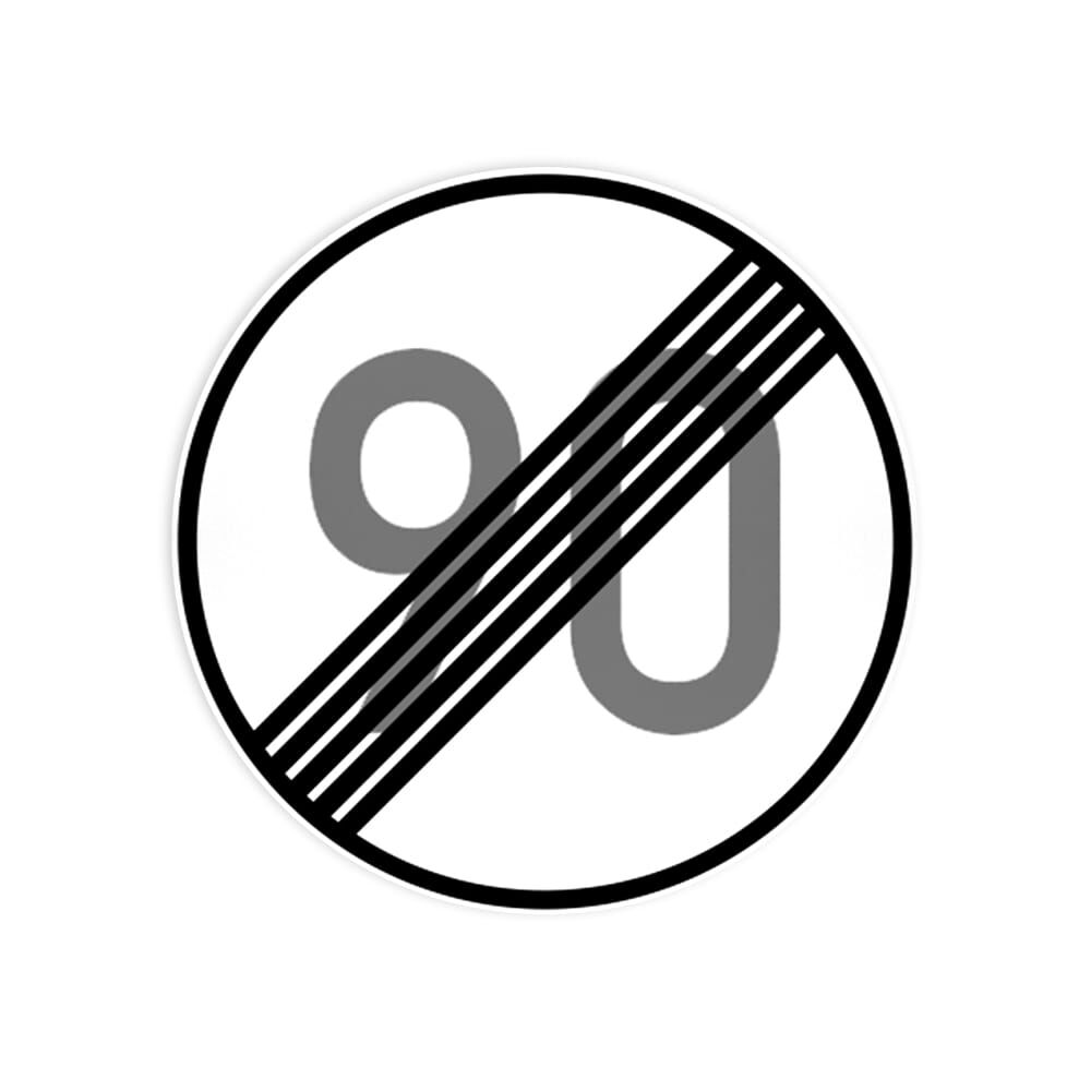 VZ 278-90 Ende der zulässigen Höchstgeschwindigkeit 90 km/h VZ 278-90 Ende der zulässigen Höchstgeschwindigkeit 90 km/h