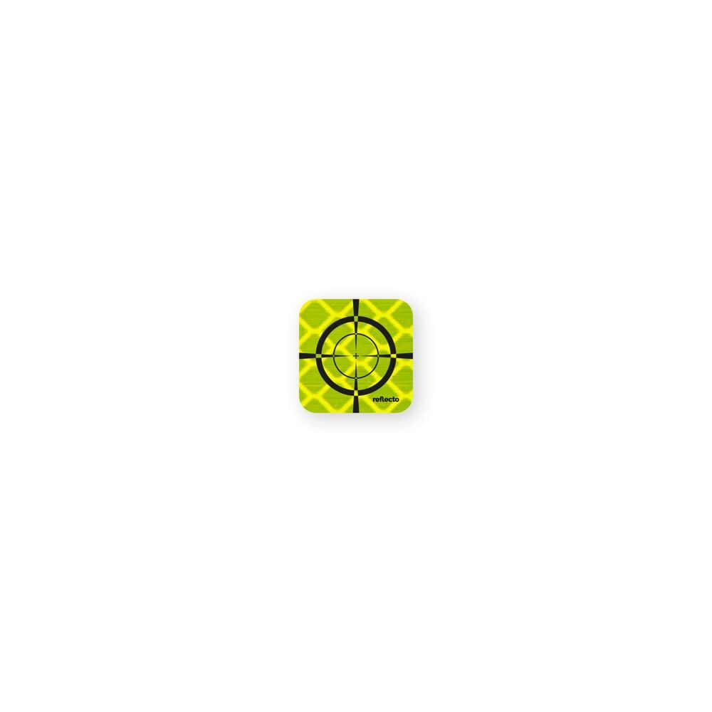 Reflektierende Zielmarke 20 x 20 mm in fluor-lime mit schwarzem Fadenkreuz, Vorderansicht