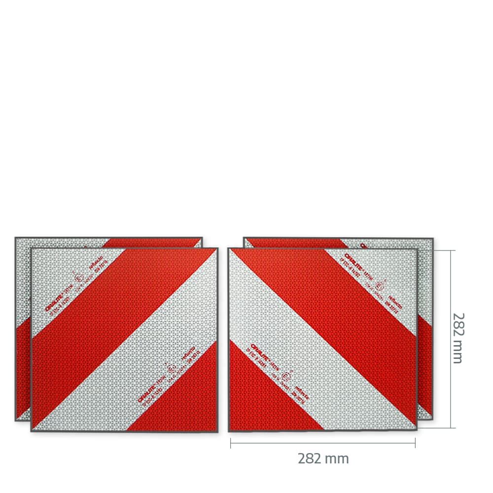 Reflecto 5921M Warnmarkierung 282 × 282 mm, Set aus vier Zuschnitten mit Maßangaben