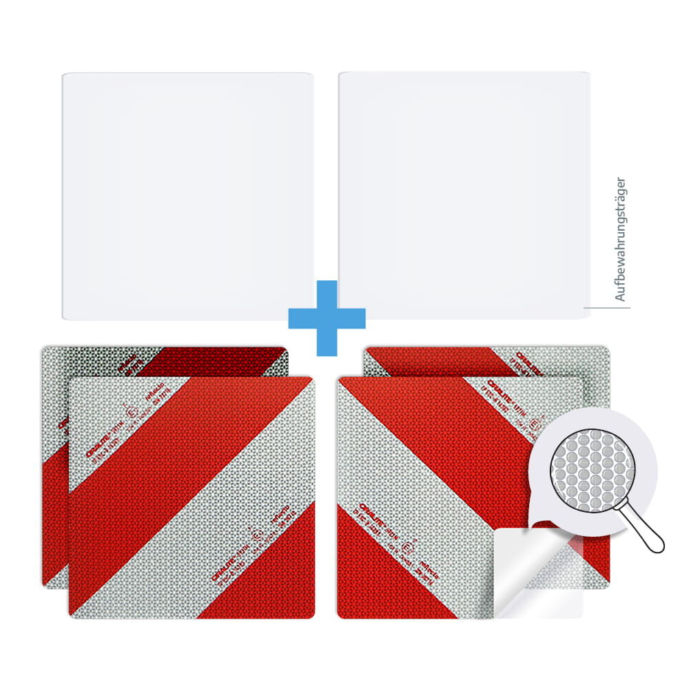 Set aus 4 Warnmarkierungszuschnitte 282 x 282 mm inkl. Aufbewahrungsträger, selbsthaftend